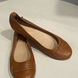 Boden Brown Leather Flats with Rounded Toe